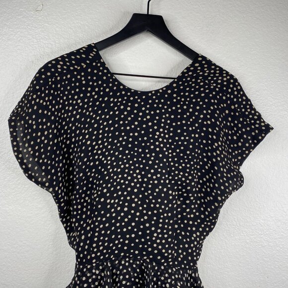 Jackie Bernard Eklektic Dress Low Back Ruffle Layers Polka Dot Black Sz 8 - Picture 4 of 15
